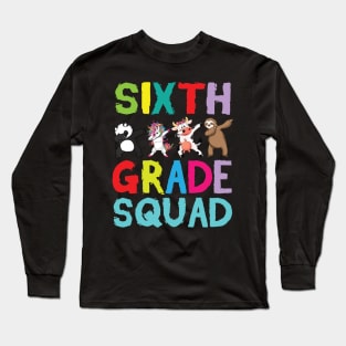 Animals Students Dabbing Back To School Sixth Grade Squad Long Sleeve T-Shirt